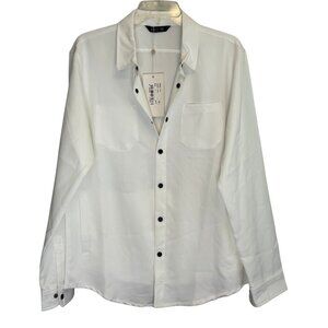 RNT23 Ron Tomson Mens Snap White Long Sleeve Shirt - Size XL - NWT